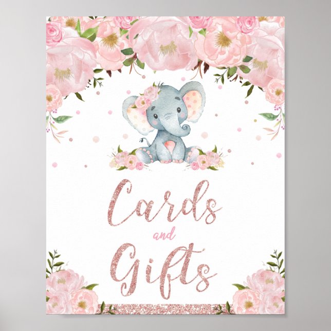 Poster Cartes et cadeaux Signal Elephant Baby shower d'an (Devant)