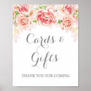 Poster Cartes et cadeaux Signale Aquarelle rose Fleurs