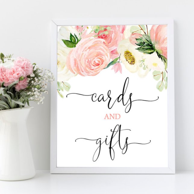 Poster Cartes et cadeaux signe or rose élégant floral (Créateur téléchargé)