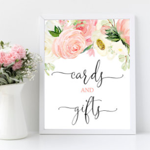 Poster Cartes et cadeaux signe rose or floral élégant