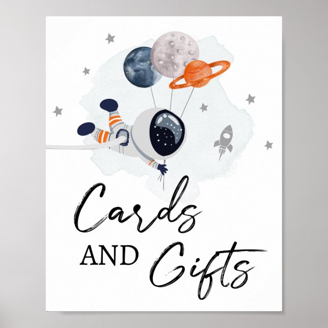 Poster Cartes et cadeaux Spatial Party Astronaut Boy Sign (Devant)