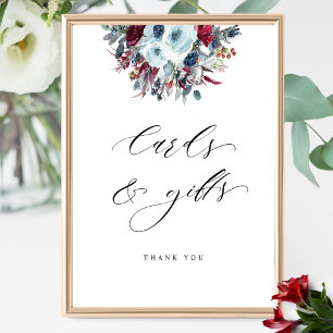 Poster Cartes et cadeaux Symbole bleu Bourgogne et rouge 