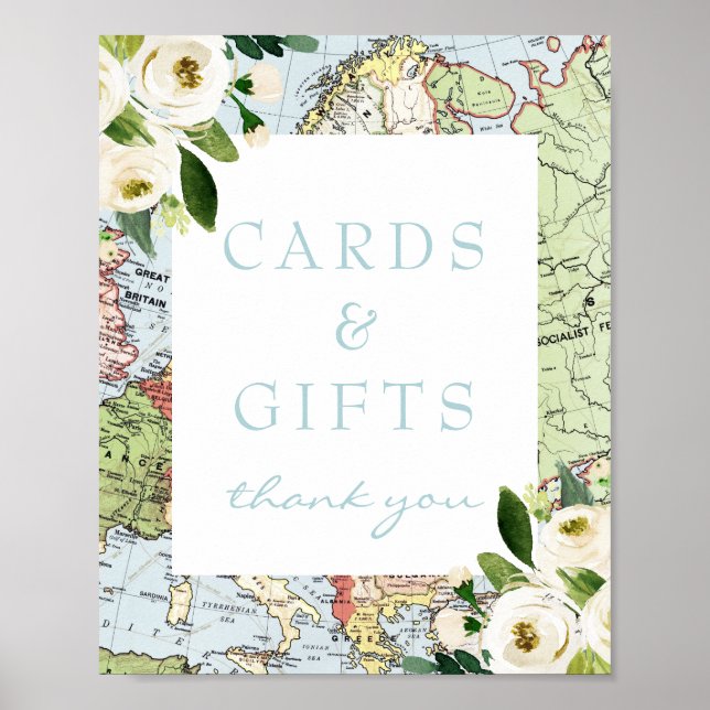 Poster Cartes et cadeaux Thème Voyage Carte Florale Signe (Devant)