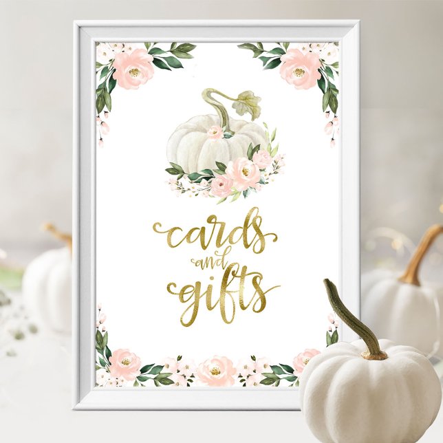 Poster Cartes et cadeaux Vert Baby shower d'automne Signa (Créateur téléchargé)