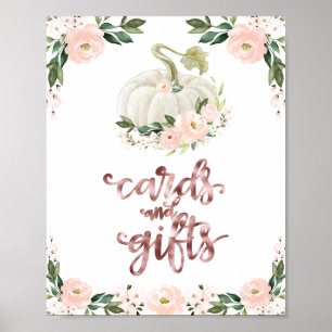 Poster Cartes et cadeaux Vert Baby shower d'automne Signa