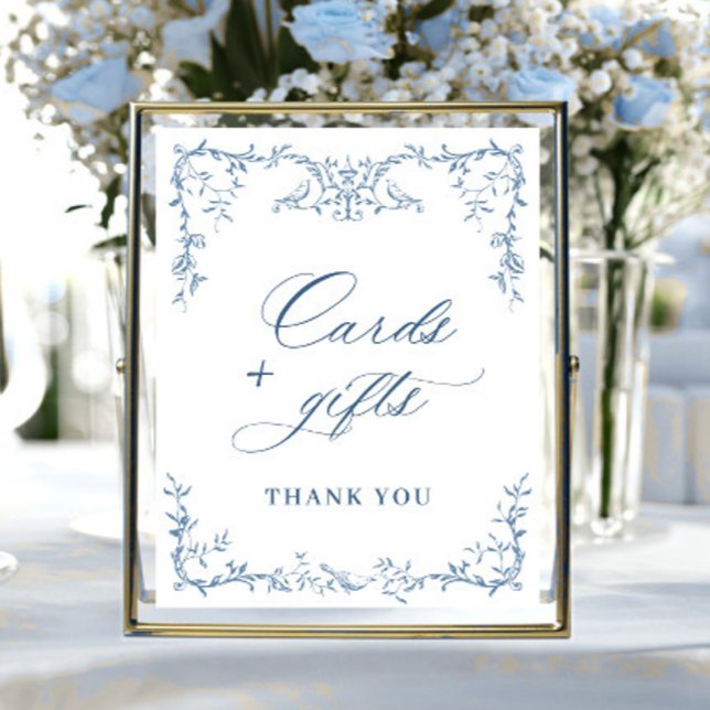 Poster Cartes et cadeaux Victorian Ornate Dusty Blue (Créateur téléchargé)