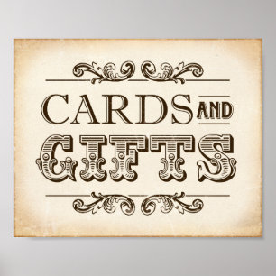Poster CARTES ET CADEAUX vintages Signe Imprimer