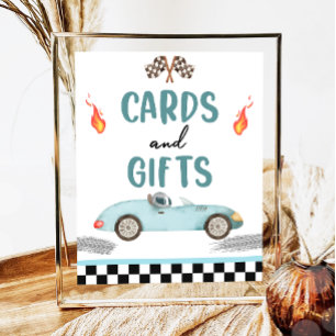 Poster Cartes et cadeaux Voiture Blue Race Deux Anniversa