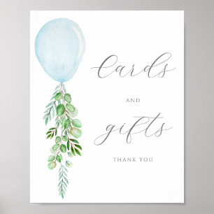 Poster Cartes et enseigne-cadeau Baby shower Bleu Balloon