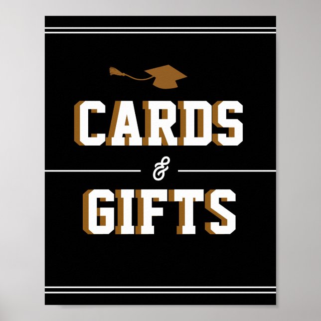 Poster Cartes et faveurs noires de remise des diplômes de (Devant)