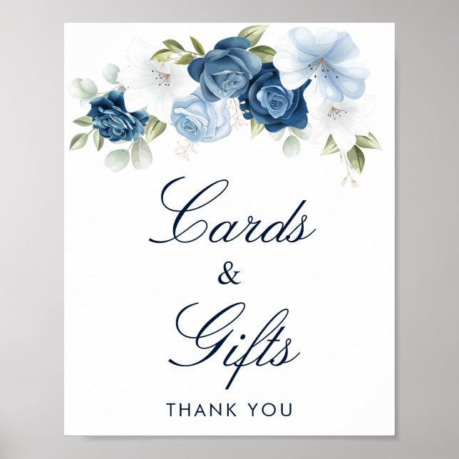 Poster Cartes et Fêtes des mariées cadeaux bleu Dusty (Devant)