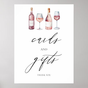 Poster Cartes et jeux de Fête des mariées Vin Aquarelle