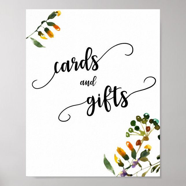 Poster Cartes fleurs sauvages et signes cadeaux (Devant)