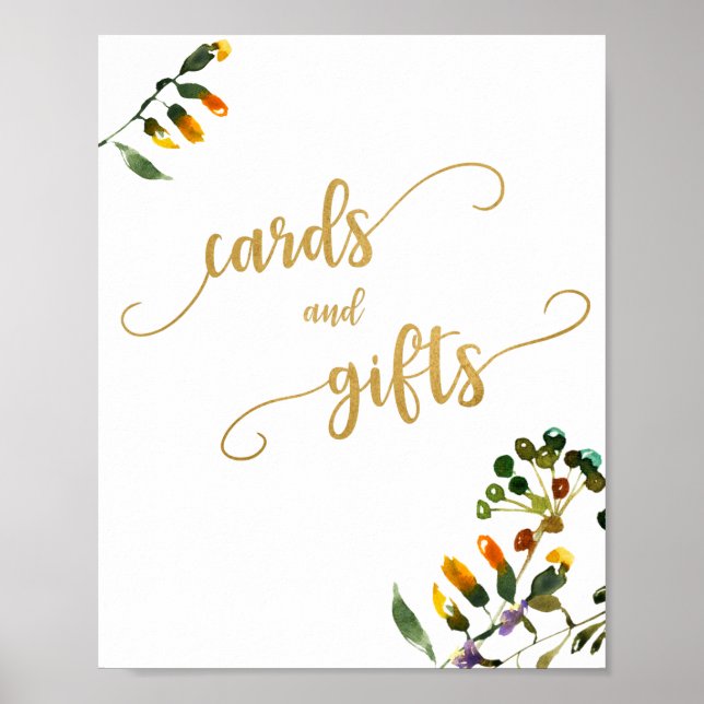 Poster Cartes fleurs sauvages et signes cadeaux (Devant)