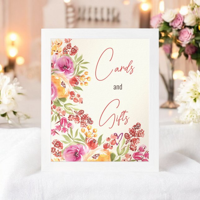 Poster Cartes florales Boho peintes à la main Fête des ma (Hand-Painted Boho Floral Cards Gifts Bridal Shower Poster)