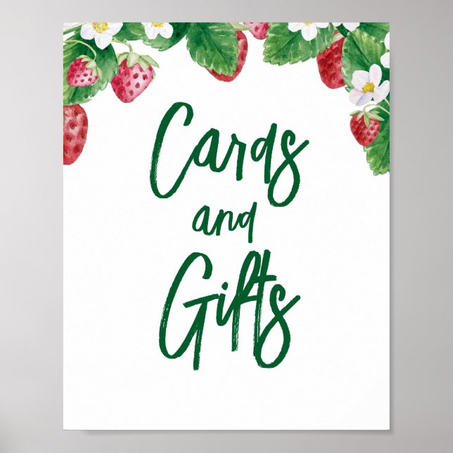 Poster Cartes-fraises d'été Baby shower cadeaux (Devant)
