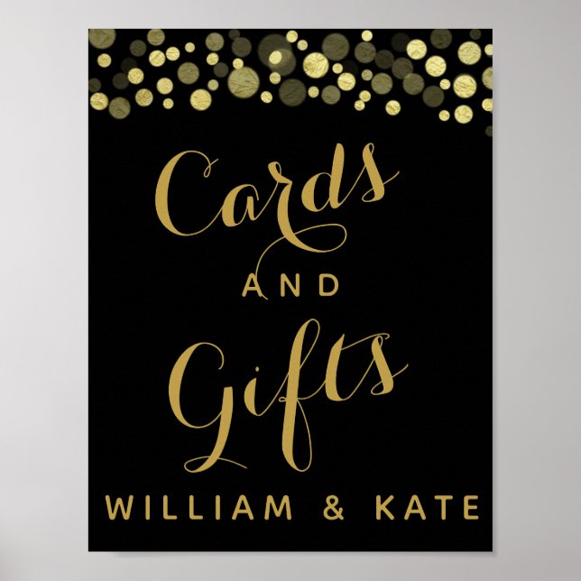 Poster Cartes Gold & Black et cadeaux fête ou signe maria (Devant)