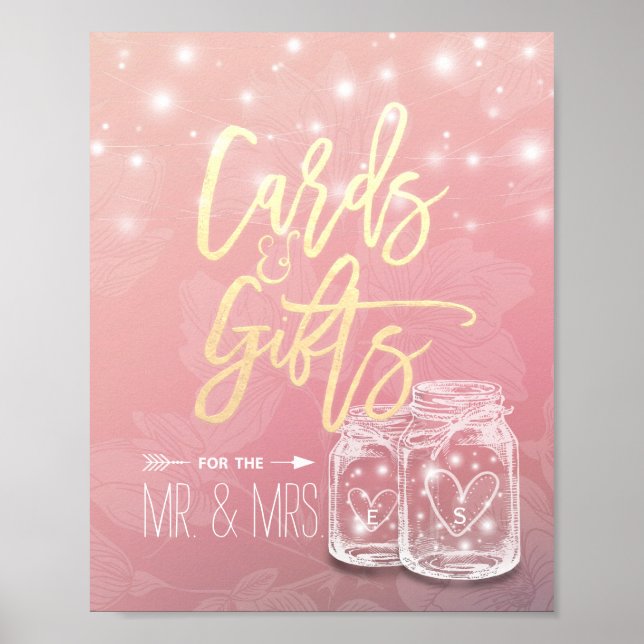 Poster Cartes mariages Cadeaux Mason Jarres Éclairages à  (Devant)