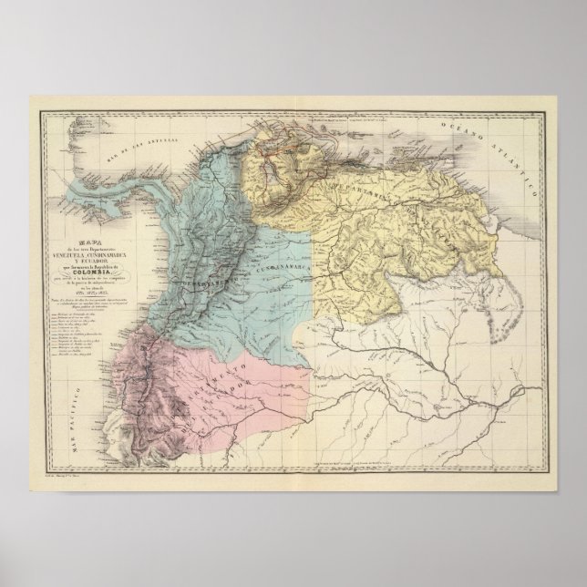 Poster Cartes militaires historiques du Venezuela (Devant)