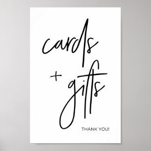 Poster Cartes modernes en noir et blanc + Symbole Mariage