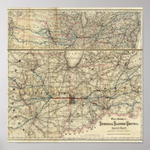 Poster Cartes montrant l'Indiana