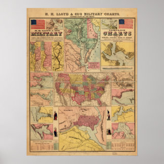 Poster Cartes stratégiques militaires de la guerre civile