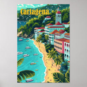 Poster Carthagène Colombie Illustration de voyage d'art V