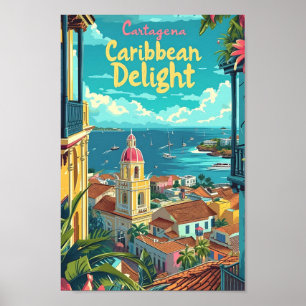 Poster Carthagène Colombie Illustration de voyage d'art V