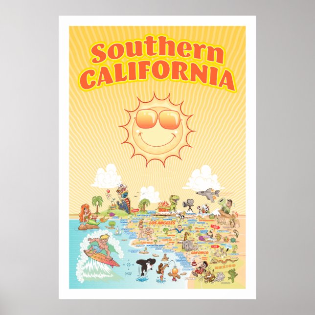 Poster Cartographie de la Californie du Sud (Devant)