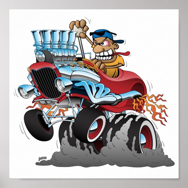 Poster Cartographie de la voiture Highboy Hot Rod Rod Rac (Devant)