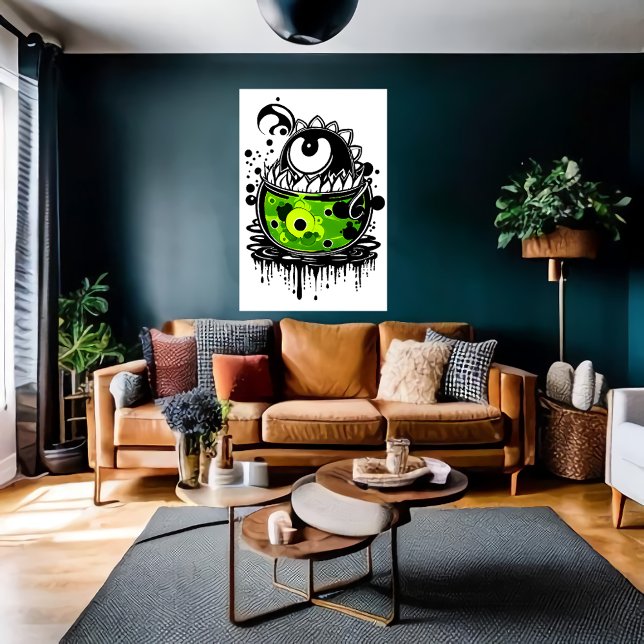 Poster Cartographie vert monstre un oeil | Art AI (Créateur téléchargé)