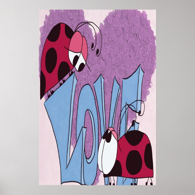 Poster Carton adorable Ladybug Love (Devant)