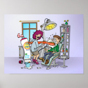 Poster Carton; brosser les dents à l'hygiène buccale.
