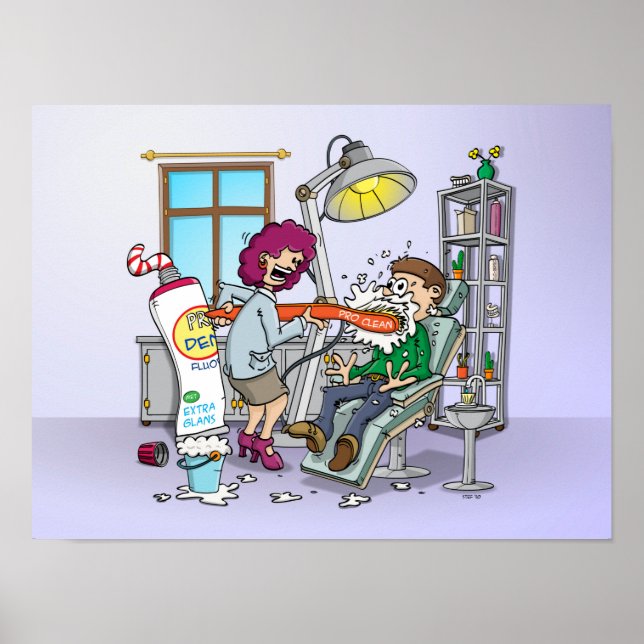 Poster Carton; brosser les dents à l'hygiène buccale. (Devant)
