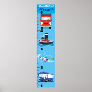 Poster Carton de transport mignon graphique de croissance