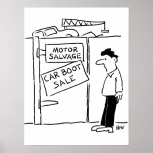 Poster Carton de vente de la voiture de la casse voiture 