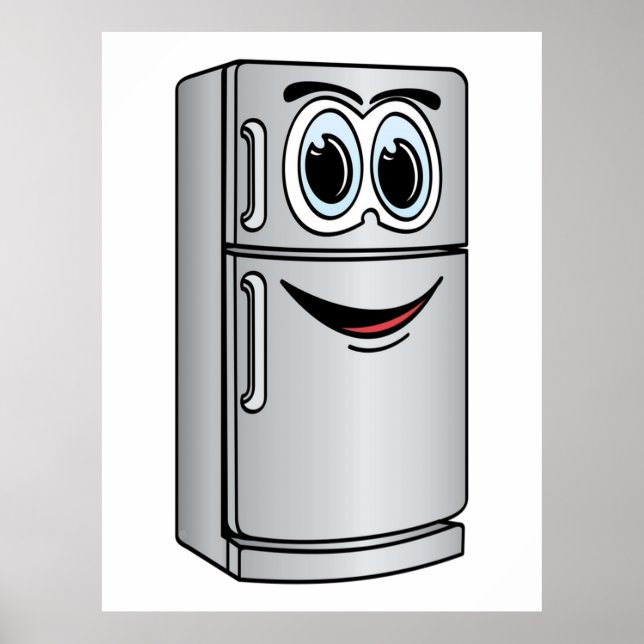 Poster Carton du réfrigérateur en acier inoxydable (Devant)