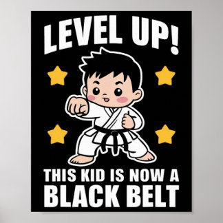 Poster Carton Karate Black Belt Achievement Garçons Enfan