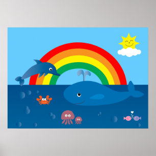 Poster Carton mignon Marine Life & Rainbow Custom