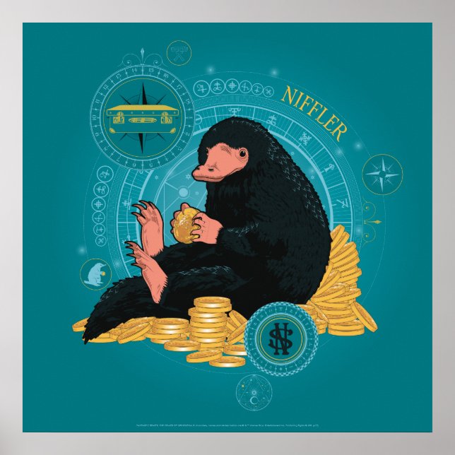 Poster Carton NIFFLER™ Avec Pièces D'Or (Devant)