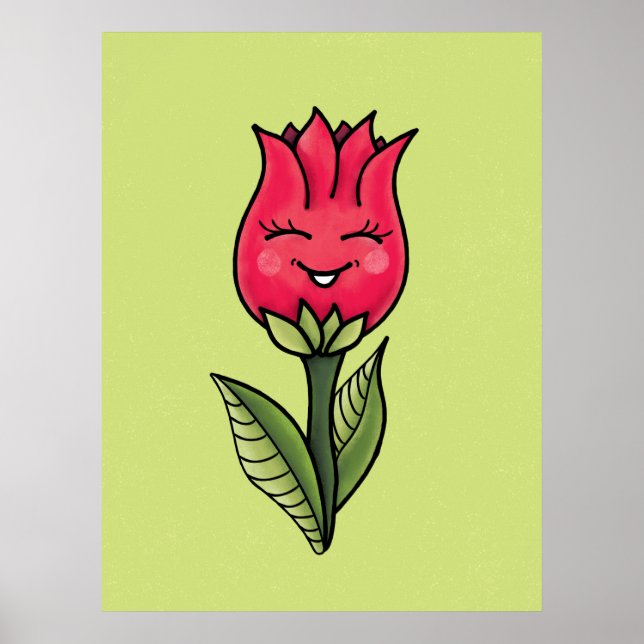 Poster Cartoon à fleurs mignonnes Caractère Plante Lover  (Devant)