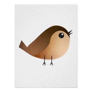 Poster Cartoon d'oiseau moineau