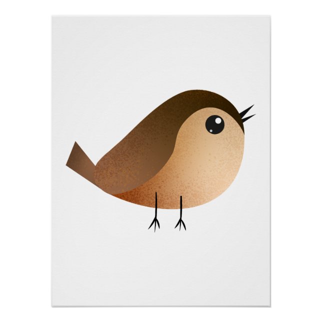 Poster Cartoon d'oiseau moineau (Devant)