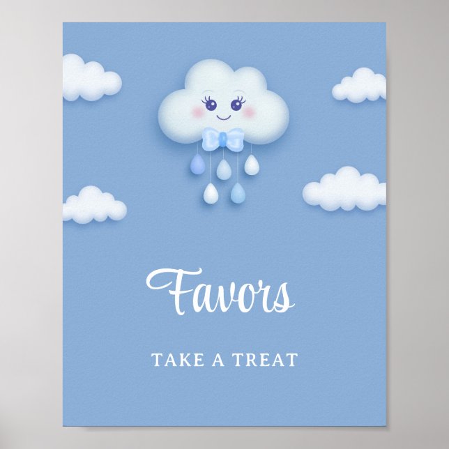 Poster Cartoon duvet blanc nuage neuf bleu garçon faveurs (Devant)