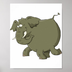 Poster Cartoon Elephant Grey Animal