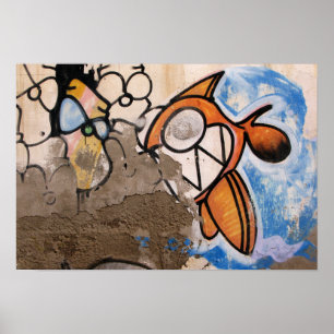 Poster Cartoon Fish Street Art de Las Palmas