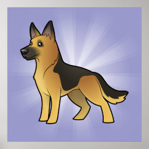 Poster Cartoon German Shepherd