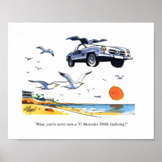 Poster CARtoon imprimé Gullwing Mercedes