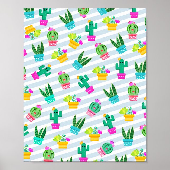 Poster Cartoon Kawaii tendance Cactus & Succulents (Devant)
