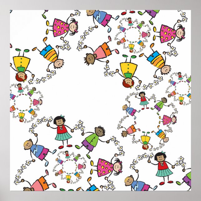 Poster Cartoon mignonne de heureux amis enfants dans le m (Devant)